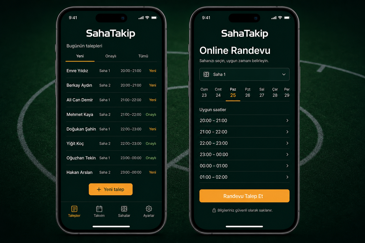 SahaTakip halı saha rezervasyon paneli